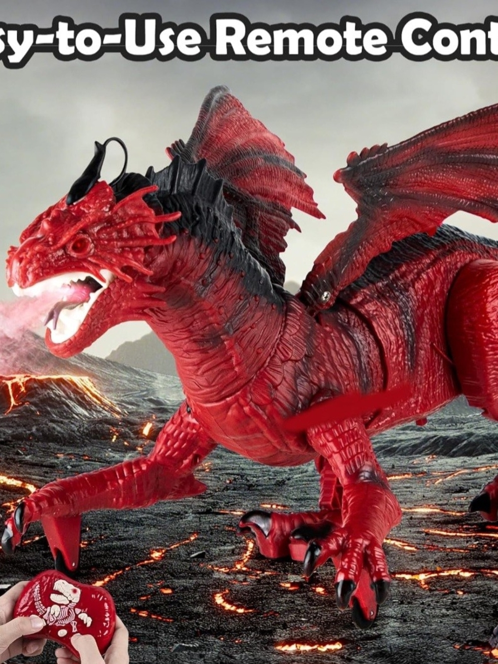 Red Remote Control Fire-Breathing Dragon Action Figure - Picture 10 of 12